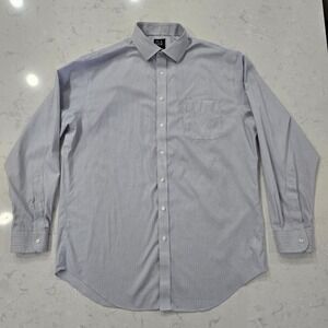 Jos. A. Bank Traveler Dress Shirt Mens 17-35 Tailored Fit Blue Stripe Cotton